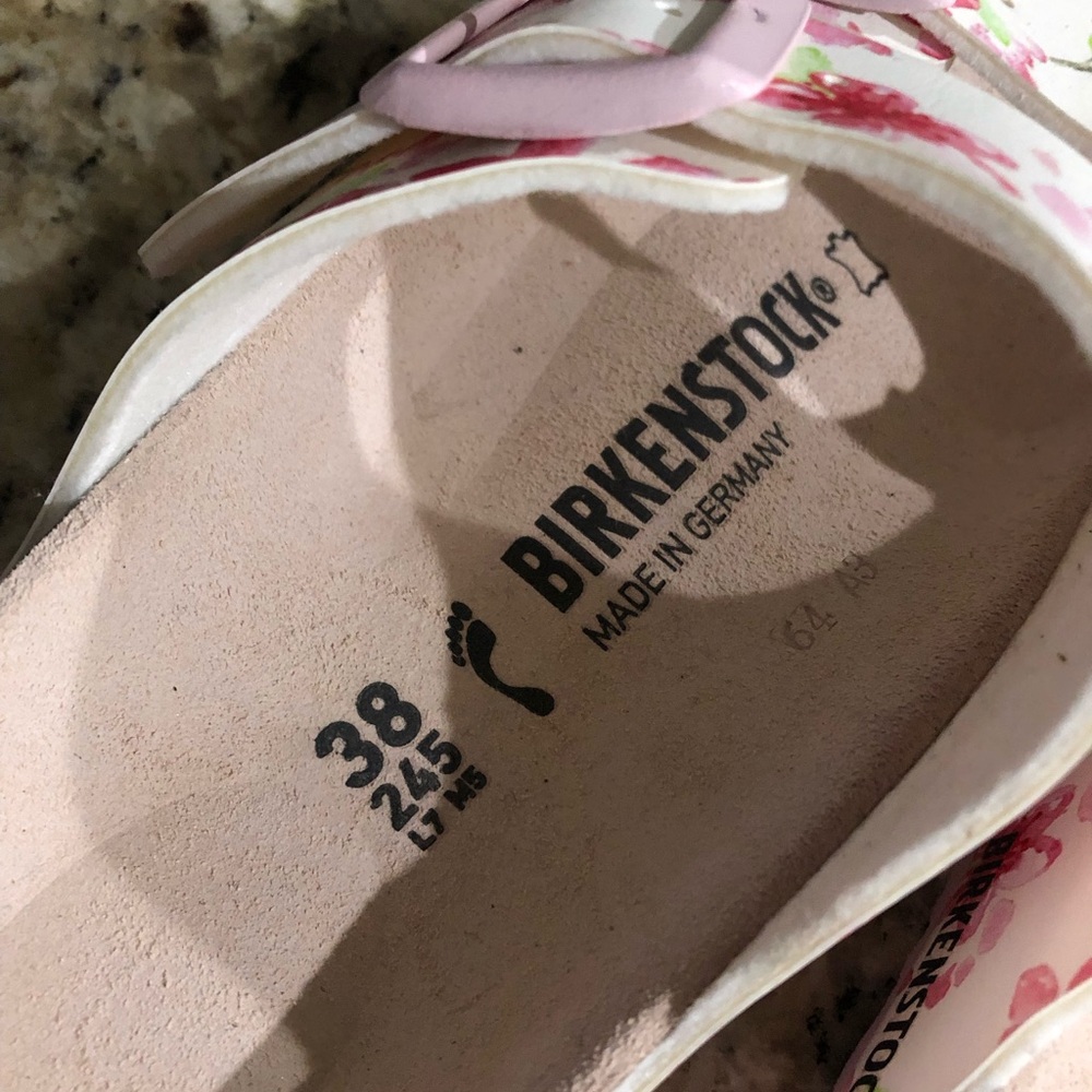 Birkenstock Pink & White Floral Double-Buckle Sandals - Picture 3 of 3